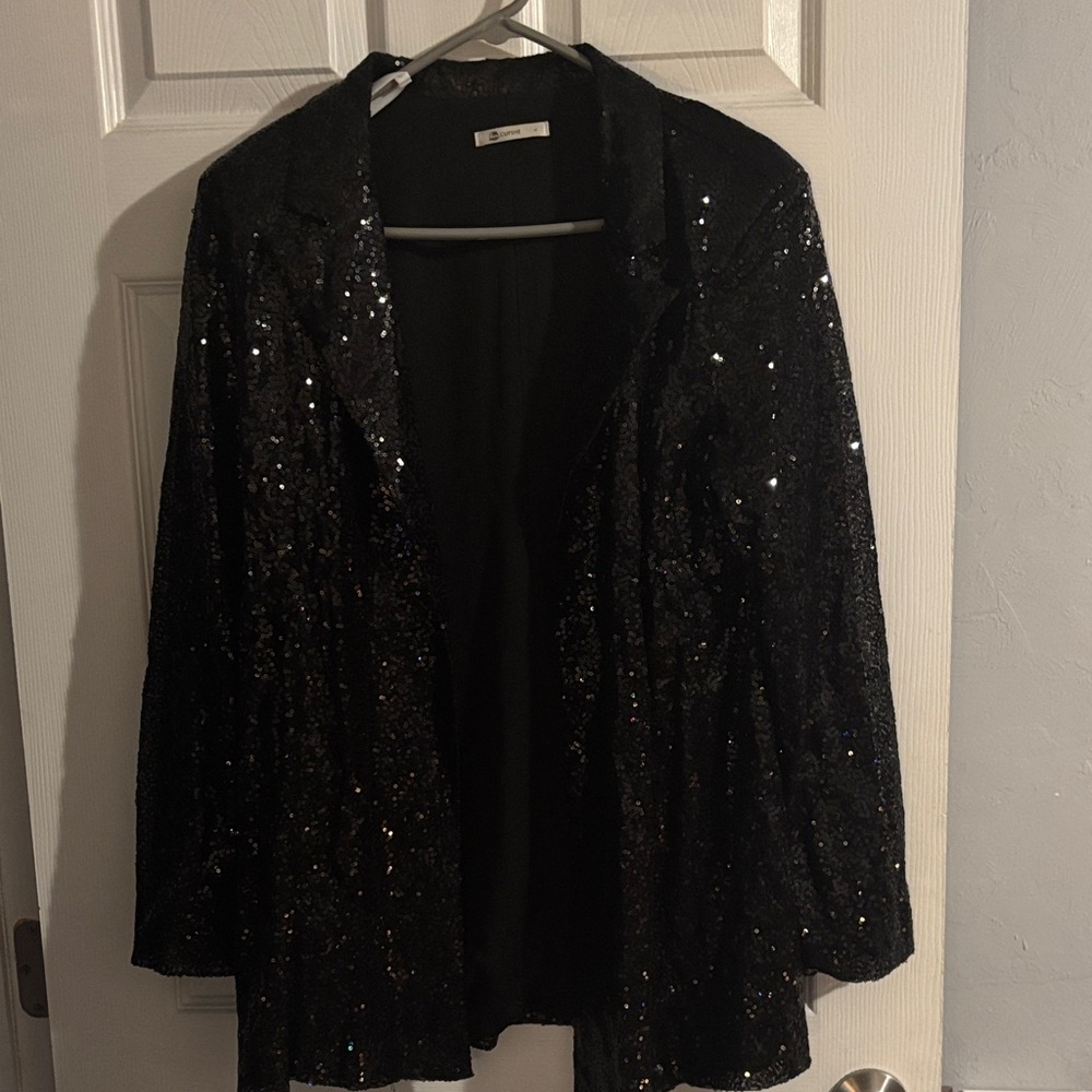 Cupshe Black Sequin Blazer Jacket